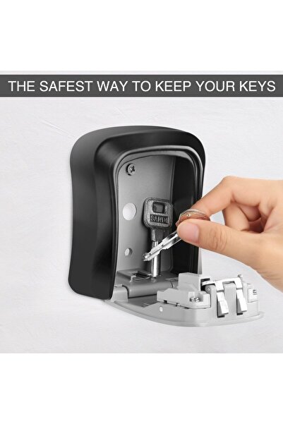 RUBIK Key Storage Safe Box, 4-Digit Combination Wall-Mounted Key Lock Box - Black/Blue