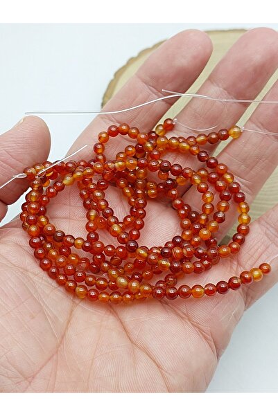 Yasamtohumu 4 mm Mărgele din piatră de agat maro miere – colier, brățară și m...