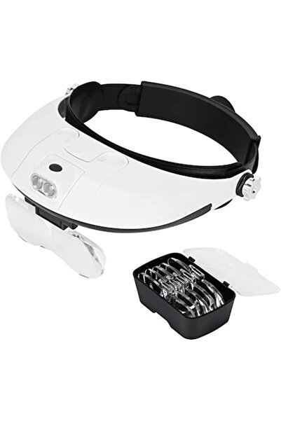 lychee Lupă de cap cu lumină LED, zoom 1x–3,5x, 6 lentile detașabile