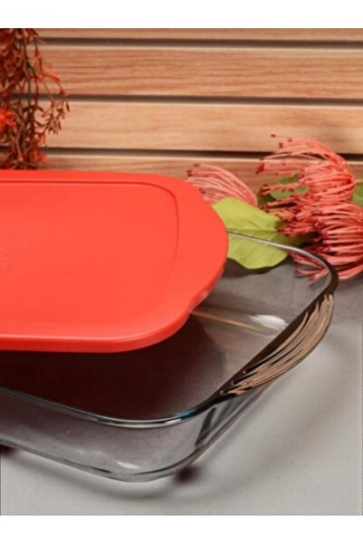 Paşabahçe Large Borcam Baking Tray Glass Cake Mold Borcam Food Tray Large Size Rectangular Tray with Lid