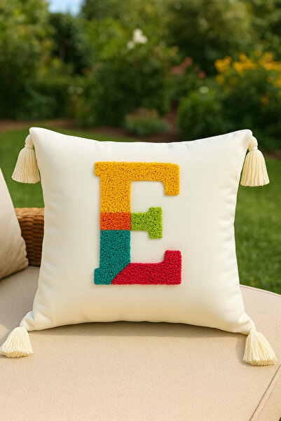 SAYMİNE غطاء وسادة على شكل حرف E، نموذج حرف ملون