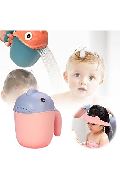 Generic كوب شطف وشامبو استحمام للأطفال (وردي)