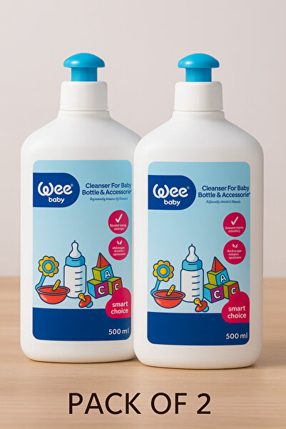 Wee Baby Natural Cleaner for Baby Bottles and Accessories, 500 ml PACK OF 2