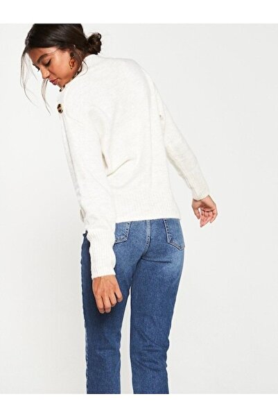 Warehouse Pulover cu nasturi pe umar, Crem, M