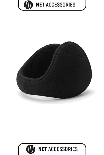 Net Tekstil Black Thermal Fleece Neck Warmer and Black Neck Warmer Ear Muffs Set Unisex Winter