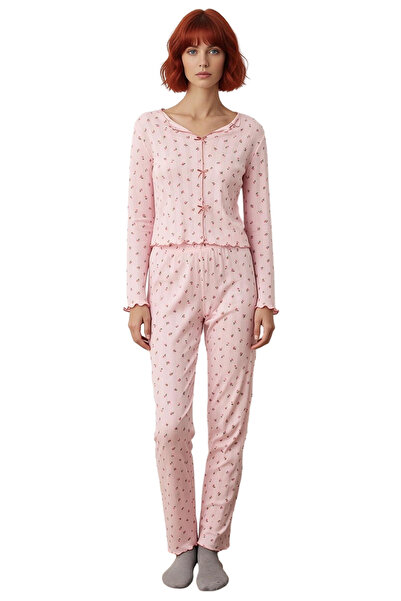 PayBuy Women's Floral Corded Fabric Pajama Set Functional Durable Quality Comfortable Aesthetic Modern