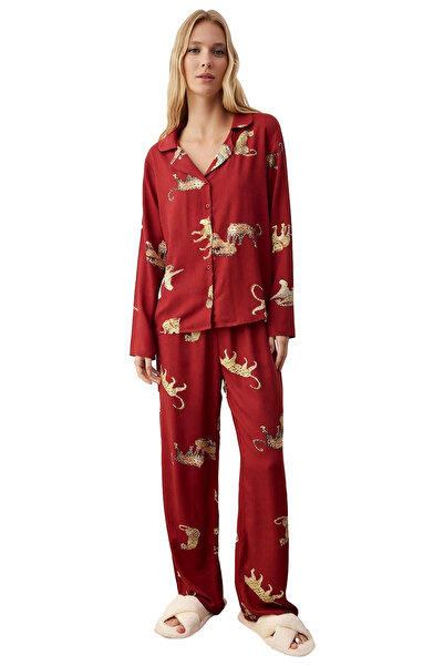 PayBuy Women's Tiger Pattern Shirt and Pants Pajama Set Functional Durable Quality Comfortable