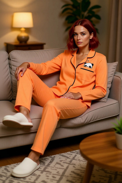 PayBuy Women's Melange Panda Printed Shirt Pants Pajamas Set Functional Durable Quality Stylish