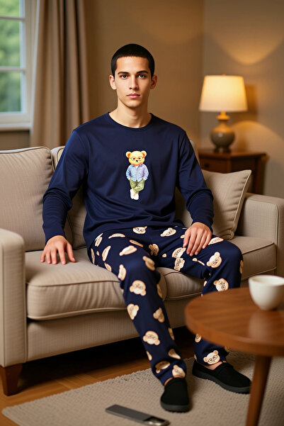 PayBuy Ανδρικό σετ πιτζάμες με σχέδιο αρκουδάκι, κανονική εφαρμογή, λειτουργικό, ανθεκτικό, ποιοτικό, άνετο και κομψό