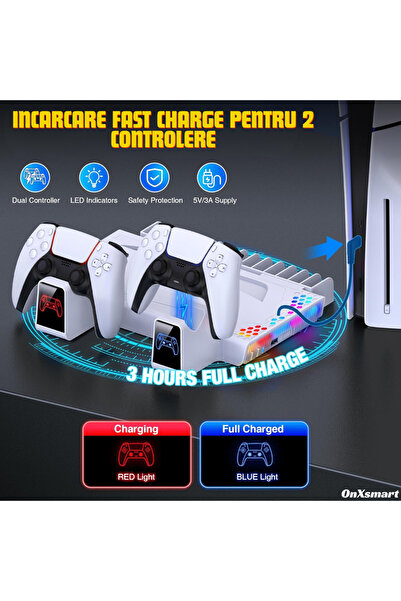 Vivante Ps5 cooling and charging stand, 5 in 1 multifunctional, fast charge