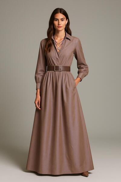 ALYEL NAKER ماكسي بوي ستايلش فستان قميصي