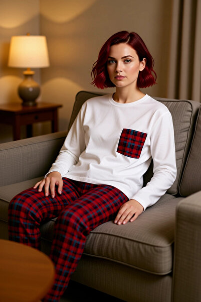 PayBuy Set de pijamale pentru bărbați, în carouri, cu mâneci lungi, cu buzunare, funcțional, durabil, de calitate, confortabil, estetic