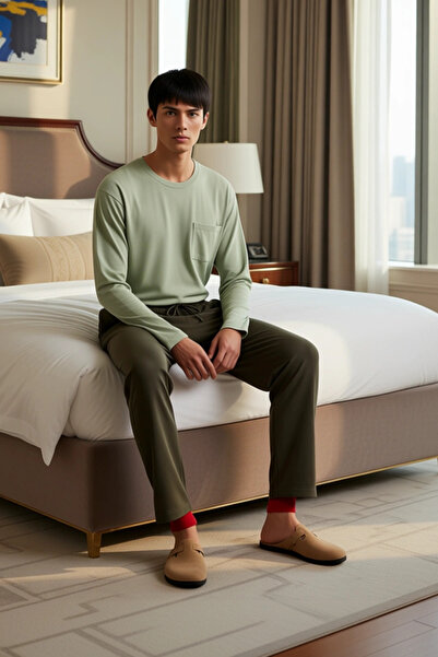 PayBuy Ανδρικό σετ πιτζάμες με λαιμόκοψη με λεπτομέρεια τσέπης Λειτουργικό, ανθεκτικό, ποιοτικό, άνετο αθλητικό