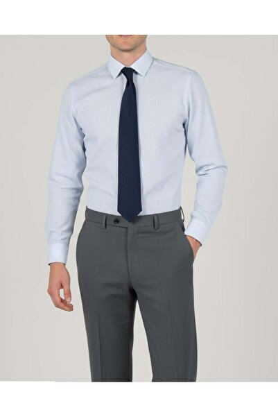 TerziAdemAltun Італійський стиль slim fit смугастий краватковий комір чоловіча сорочка синя T13801