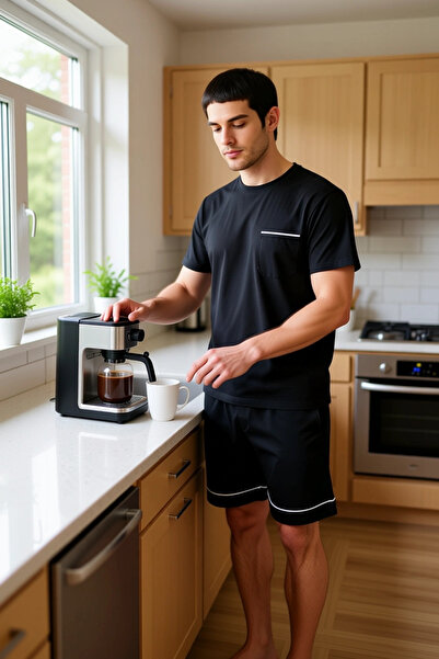 PayBuy Men's Piped Knitted Pajama Set Functional Durable Quality Comfortable Aesthetic Premium Stylish