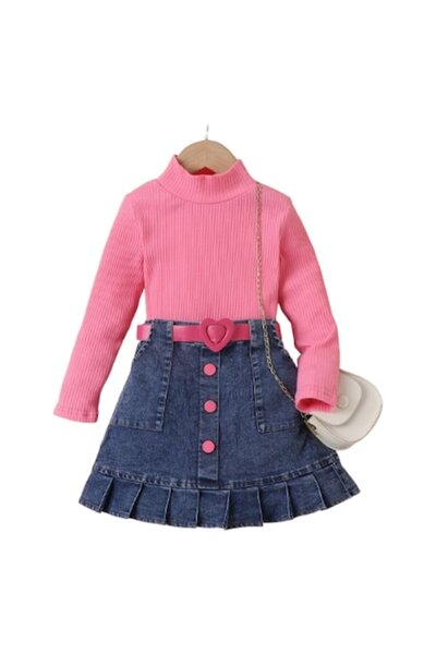 OEM Girl's set - long-sleeve pink blouse and skirt, 1 year