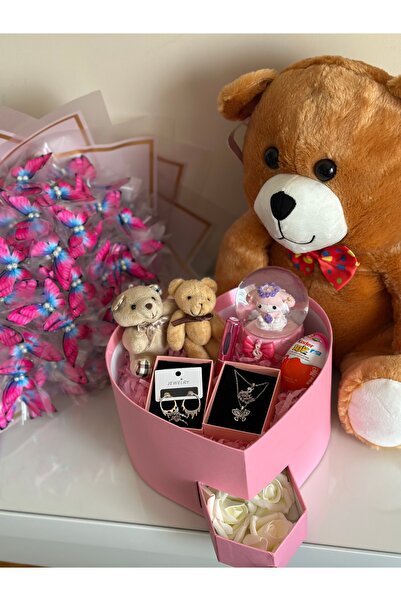 Maide Jewelry Sevgiliye Arkadaşa Özel Hediye Kutusu Ayıcık Buket Seti Kadınla...