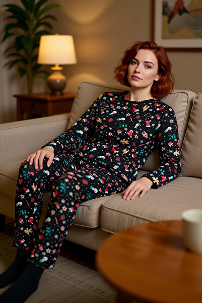 PayBuy Ženska novogodišnja tematska okrugla kragna pidžama sa dugim rukavima,...