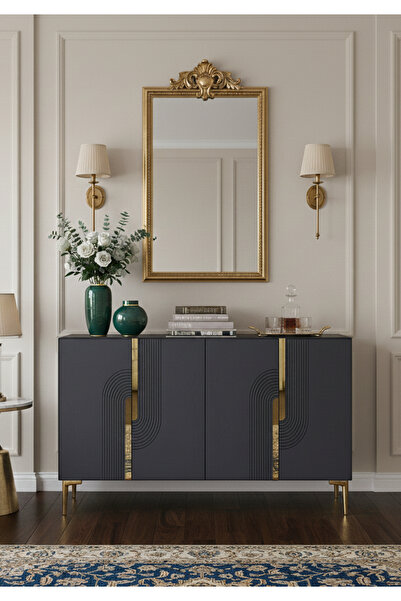 CENEYRA KA1208AG MEYRA120 KONSOL, KAHVE KÖŞESİ ve TV SEHPASI ANTRASİT-GOLD 120cm