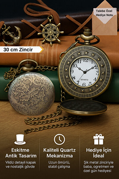 Tamsena Store Metal Eskitme Köstekli Cep Saati – Zincirli Antika Tasarım Nost...