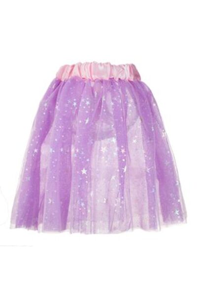 Silver Star Tutu Skirt with Lilac Tulle & Holographic Stars for Children