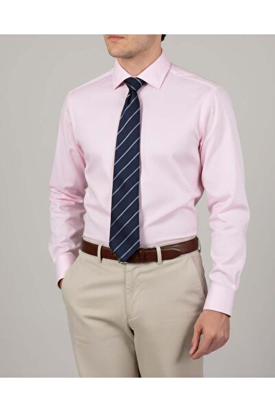 TerziAdemAltun Πουκάμισο με γιακά ανδρική γραβάτα ιταλικού στυλ εφαρμοστό ροζ T14247