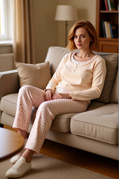 PayBuy Set de pijamale pentru femei cu jumătate de plăcuță florală material r...