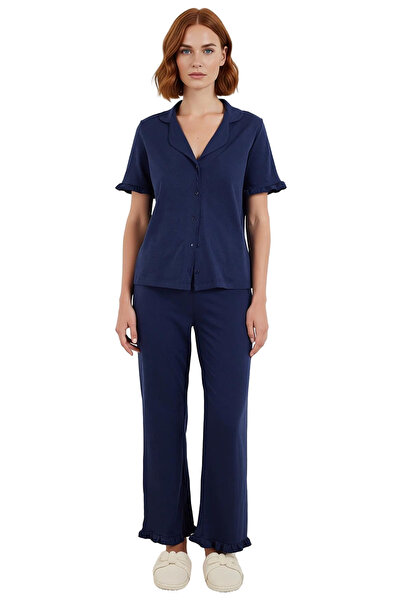 PayBuy Women Shirt Collar Short Sleeve Pajama Set Functional Durable Quality Comfortable Aesthetic