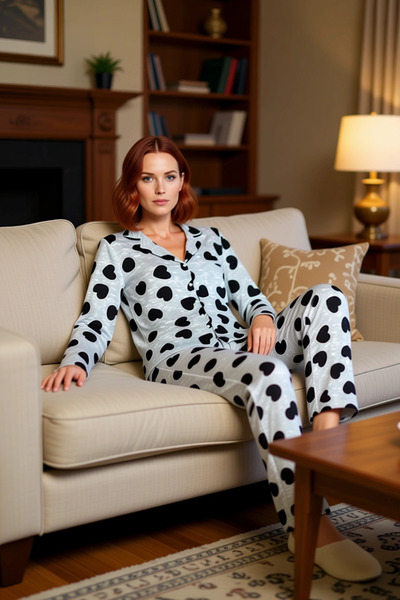 PayBuy Women's Bow Patterned Viscose Pajama Set Functional Durable Quality Comfortable Aesthetic Stylish