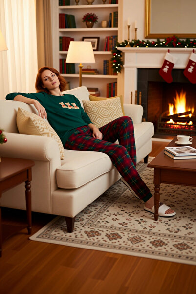 PayBuy Set de pijamale în carouri brodate cu ursuleț pentru femei Funcțional ...