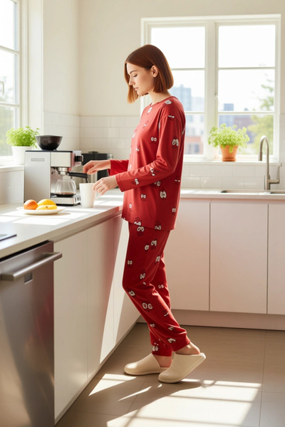PayBuy Women's Eye Printed Crew Neck Long Sleeve Pajama Set Functional Durable Quality Stylish