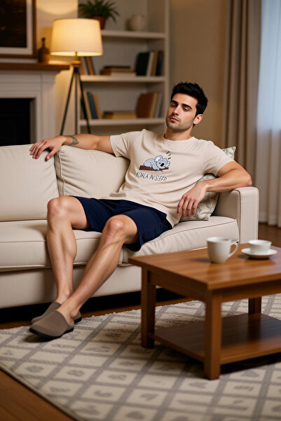 PayBuy Ανδρικό σετ πιτζάμες με κοντό μανίκι Koala με τύπωμα Functional, ανθεκτικό, κομψό