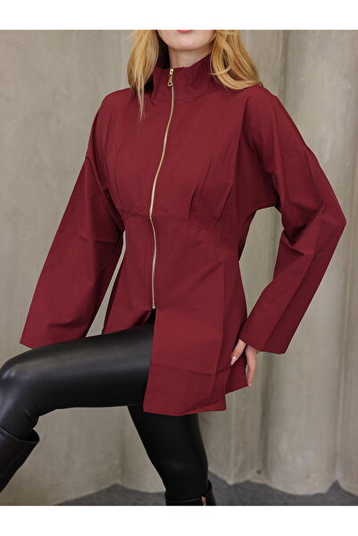 GRODYT Grody.T Zippered Women's Shirt Waist Part Shaping / Sculpting Light Slim Fit Long Sleeve Poplin Fabric