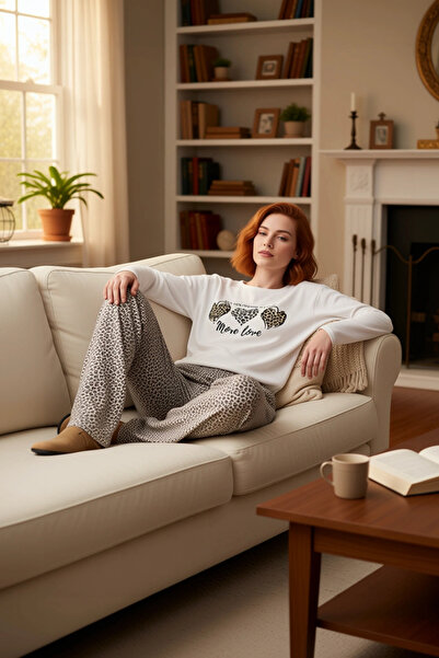 PayBuy Set de pijamale cu mâneci lungi guler rotund cu model Galaxy pentru fe...