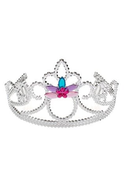 SHOPIENS Silver Hair Crown Tiara with Colored Stones & Flowers for Children