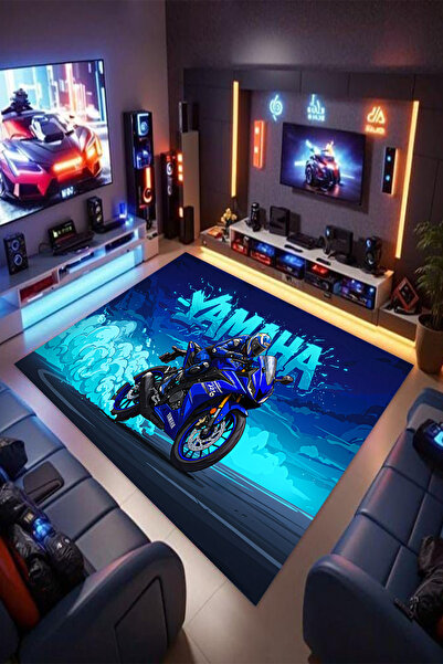 Reyhani Yamaha Desenli Kaymaz Taban Makinede Yıkanabilir Gamıng Salon Halısı ...