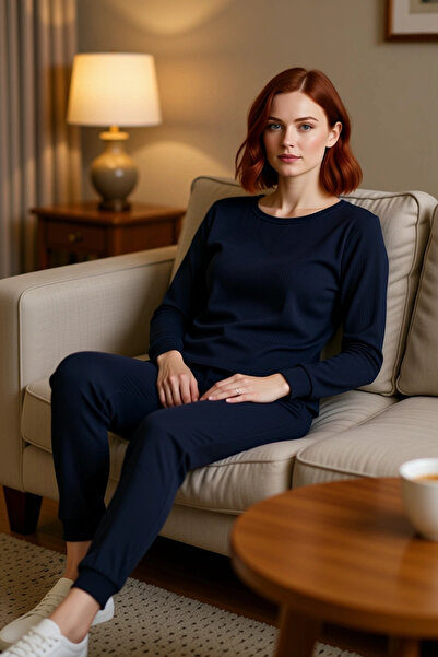 PayBuy Women's Corded Fabric Wide Fit Knitted Pajama Set Functional Durable Quality Comfortable Casual