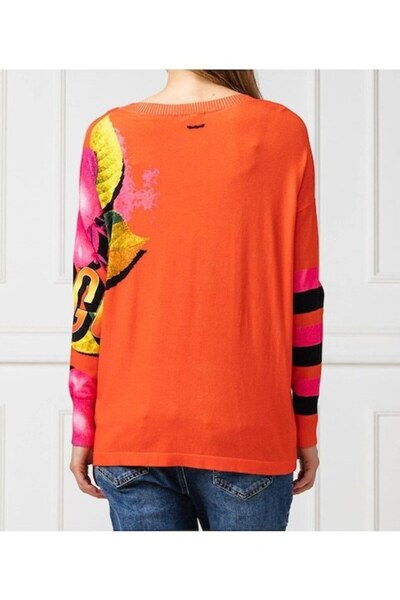 Desigual Logo Printed sweater, Orange, M