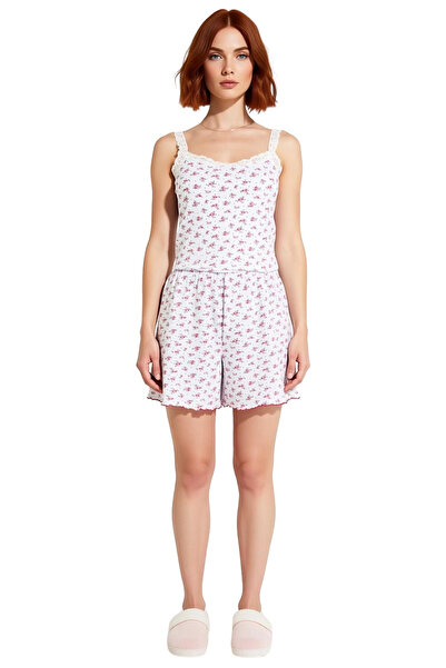 PayBuy Set de pijamale cu bretele subțiri cu detalii din dantelă florală pentru femei, funcțional, durabil, de calitate, sport