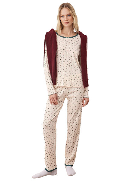 PayBuy Floral Lace Detailed Pajama Set Women's Functional Durable Quality Comfortable Aesthetic