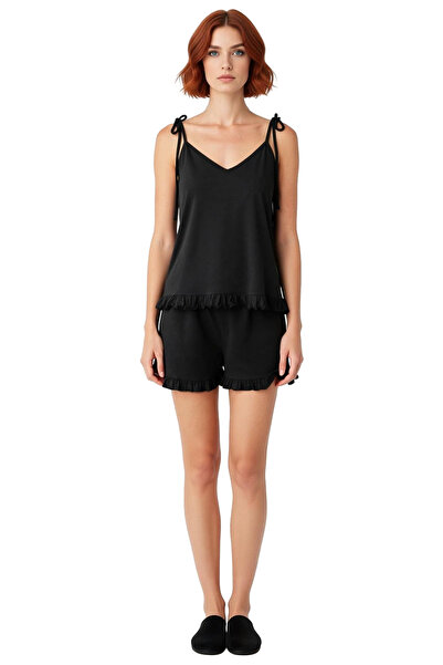 PayBuy Women's Red Ruffled Strap Pajama Set Functional Durable Quality Comfortable Modern