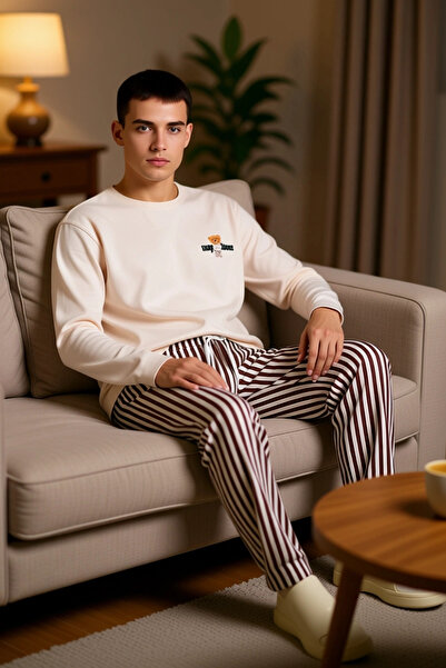 PayBuy Ανδρικό σετ πιτζάμες με μακρυμάνικο λαιμόκοψη με τύπωμα Teddy Bear Λειτουργικό, ανθεκτικό και ποιοτικό