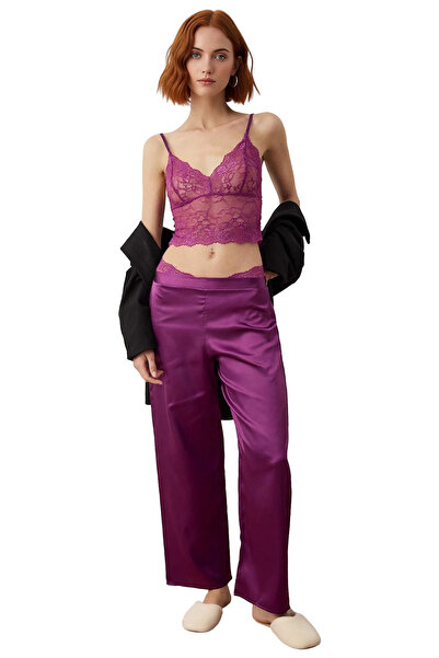 PayBuy Women's Open Lace Detailed Satin Pajama Set Functional Durable Quality Comfortable Sport