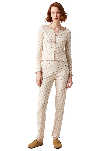 PayBuy Women's Floral Corded Fabric Pajama Set Functional Durable Quality Comfortable Aesthetic Modern