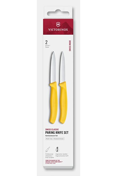 Victorinox Set of 2 Paring Knives 6.7698.2C1, Blade 8 cm, Lemon Yellow
