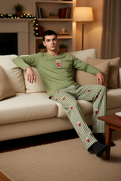 PayBuy Men's Teddy Bear Crew Neck Long Sleeve Pajama Set Functional Durable Quality Comfortable