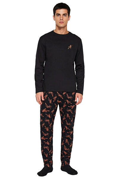 PayBuy Men's Animal Pattern Regular Fit Knitted Pajama Set Functional Durable Quality Aesthetic
