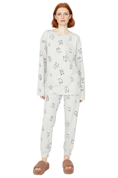 PayBuy Women's Eye Printed Crew Neck Long Sleeve Pajama Set Functional Durable Quality Stylish