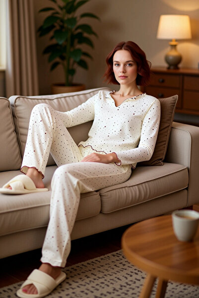 PayBuy Women's Heart Patterned Combed Cotton Pajama Set Soft Touch Functional Durable Quality Aesthetic