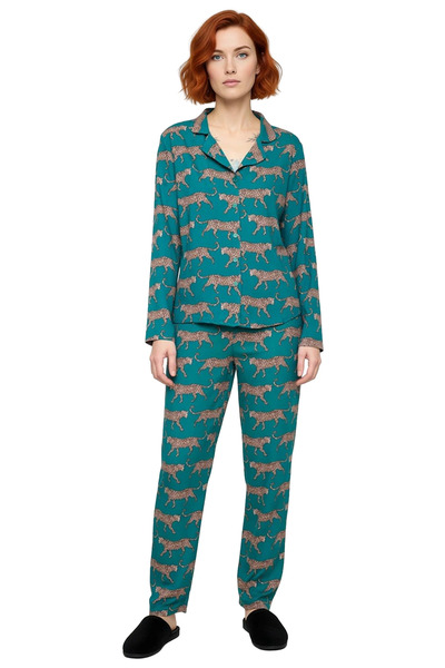 PayBuy Women's Tiger Pattern Shirt Collar Pajama Set Functional Durable Quality Comfortable Stylish